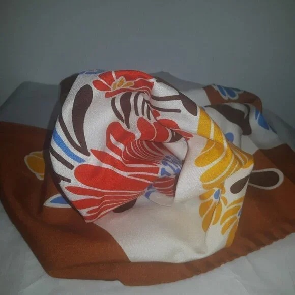 VTG WISTEL T Made in ITALY texturized polyester SQUARE scarf Big FLOWERS FLORAL - Picture 9 of 9